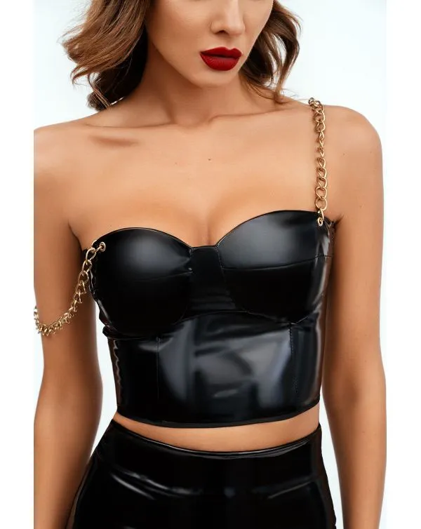 Эротическое лакированный топ с цепями в Сочи
