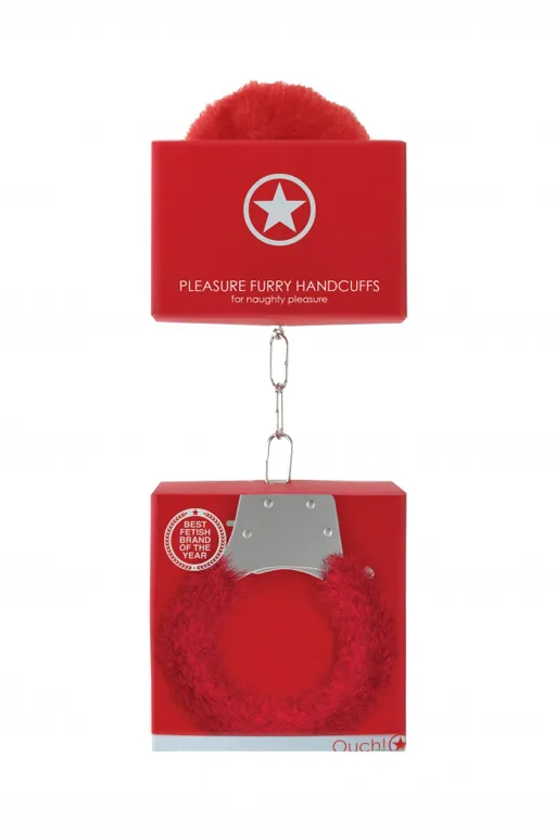 Металлические наручники с меховой обивкой Pleasure Handcuffs Furry