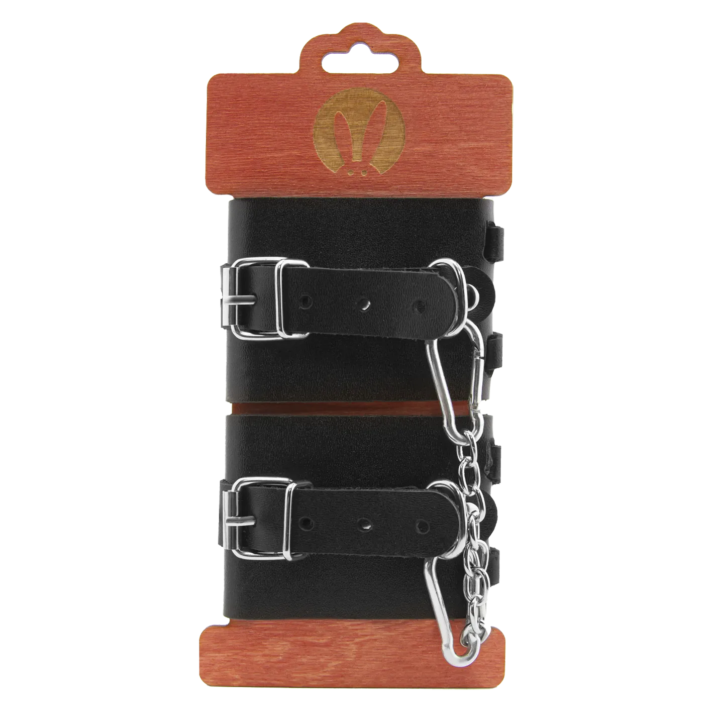 Оковы PinkRabbit из черной кожи с креплением в виде веревочек