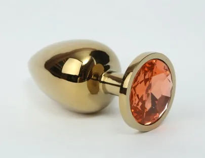 анальная пробка металл 3,4х8,2 золото желтый страз 47059-1mm в Сочи