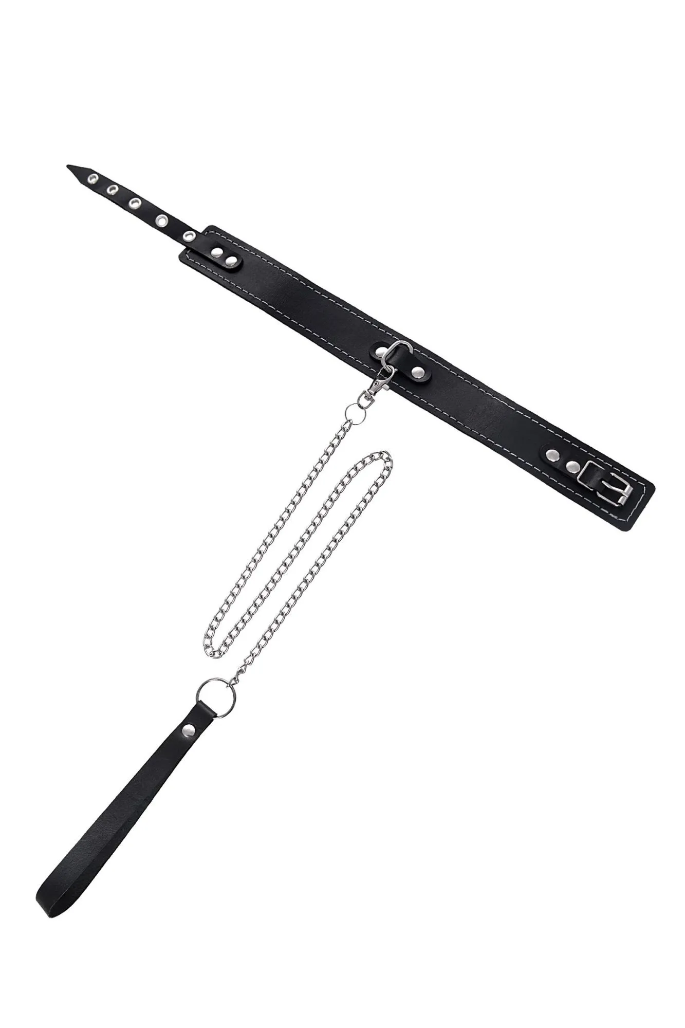 ошейник pecado bdsm, двухслойный с белой строчкой, натуральная кожа, черный в Сочи