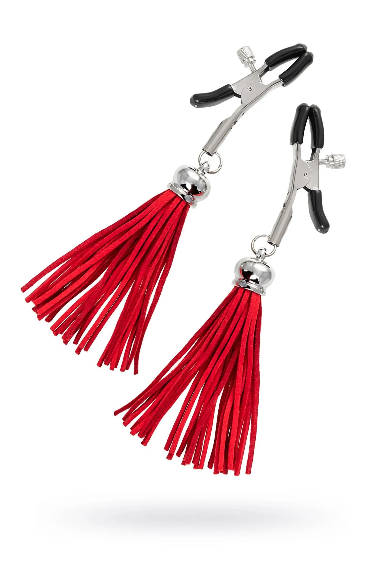 зажимы на соски pecado bdsm, «прищепки», с кисточками из замши, металл, красные в Сочи