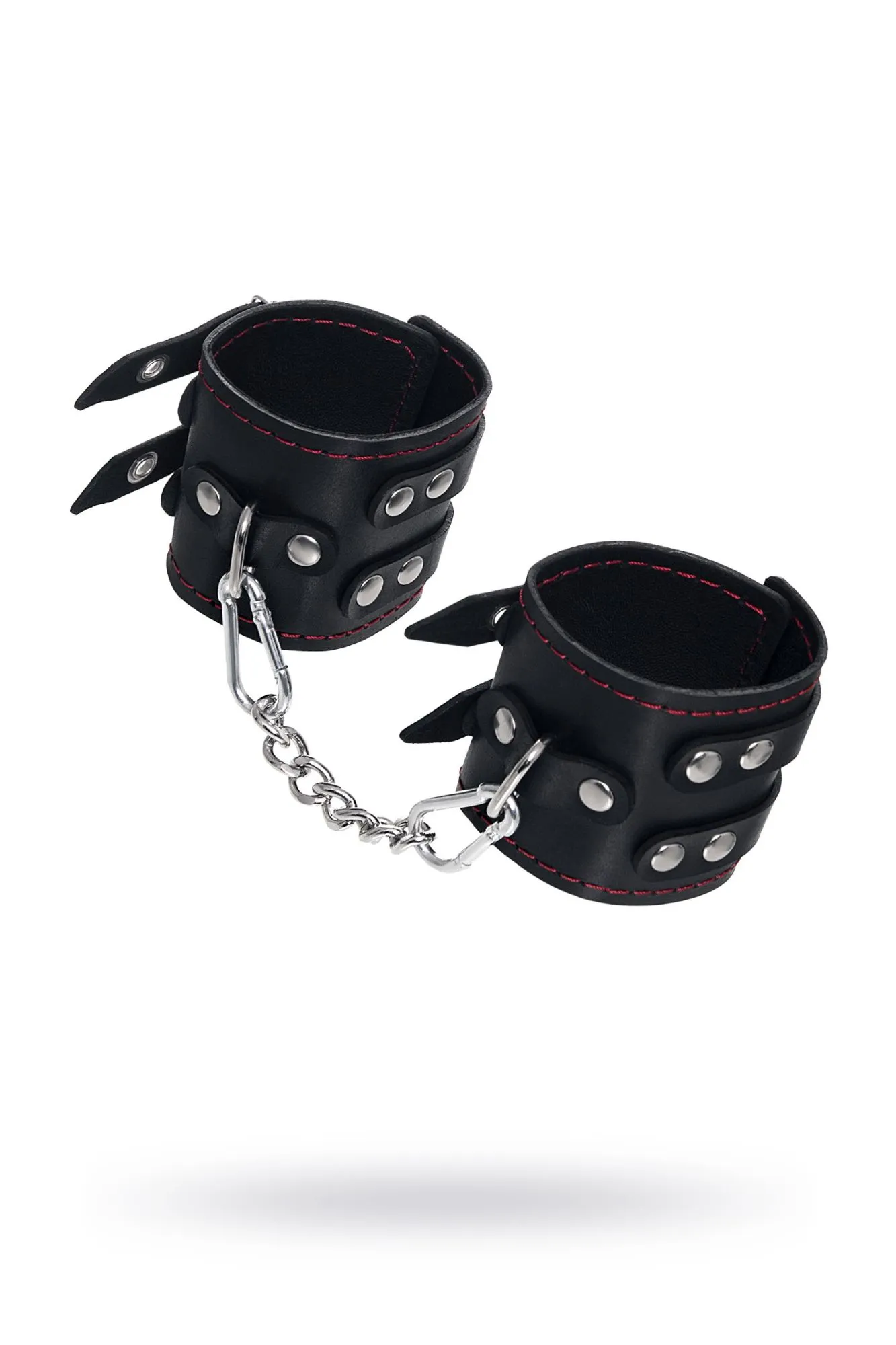 наручники pecado bdsm, с двумя ремнями и черной подкладкой, натуральная кожа, черные в Сочи