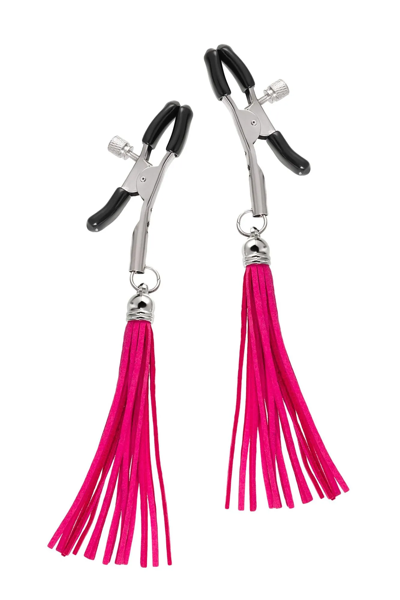 зажимы на соски pecado bdsm, «прищепки», с кисточками из замши, металл, фуксия в Сочи