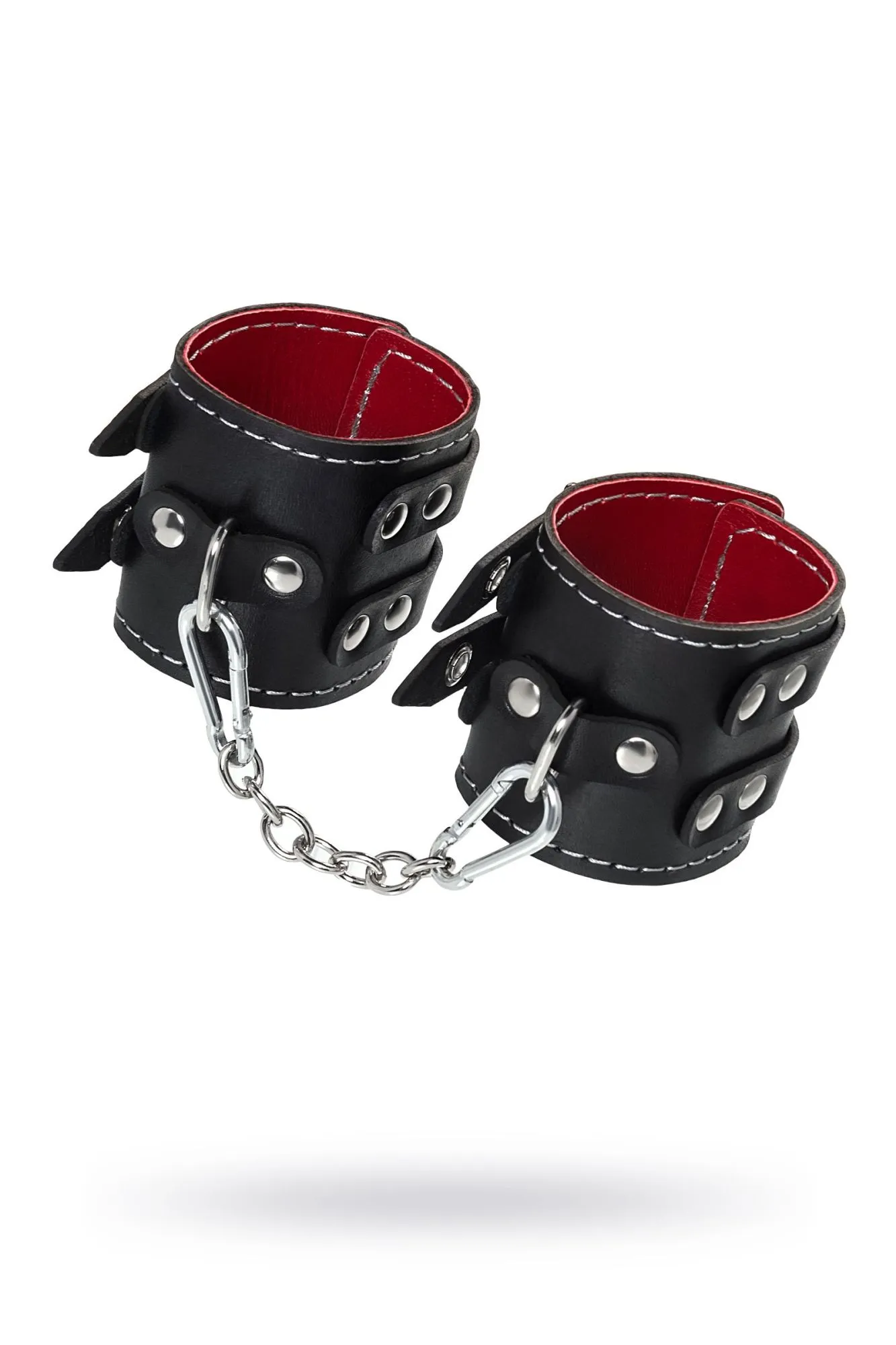 наручники pecado bdsm, с двумя ремнями и красной подкладкой, натуральная кожа, черные в Сочи