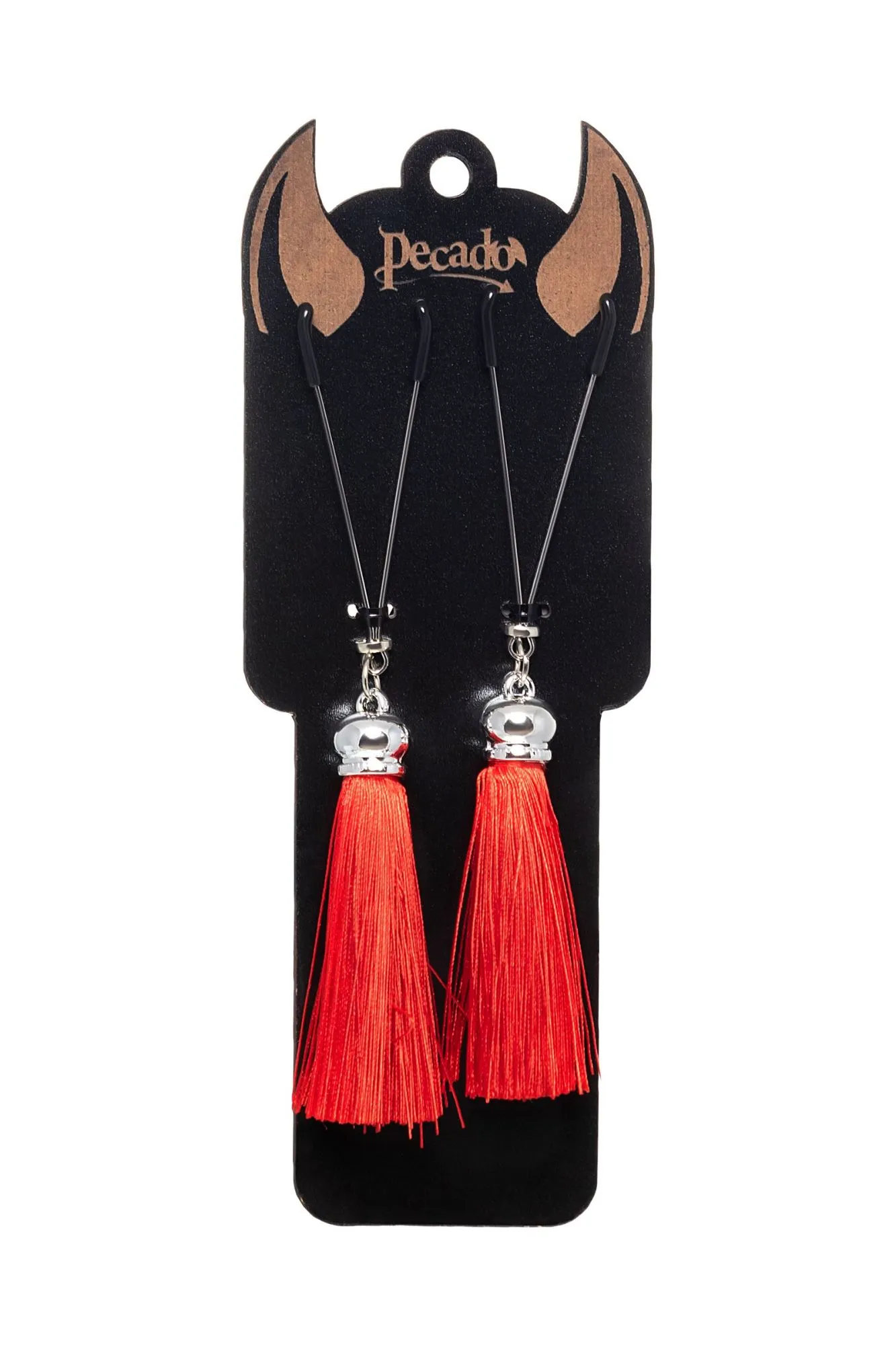 зажимы на соски pecado bdsm, «вилки», с кисточками из шелка, металл, красные в Сочи