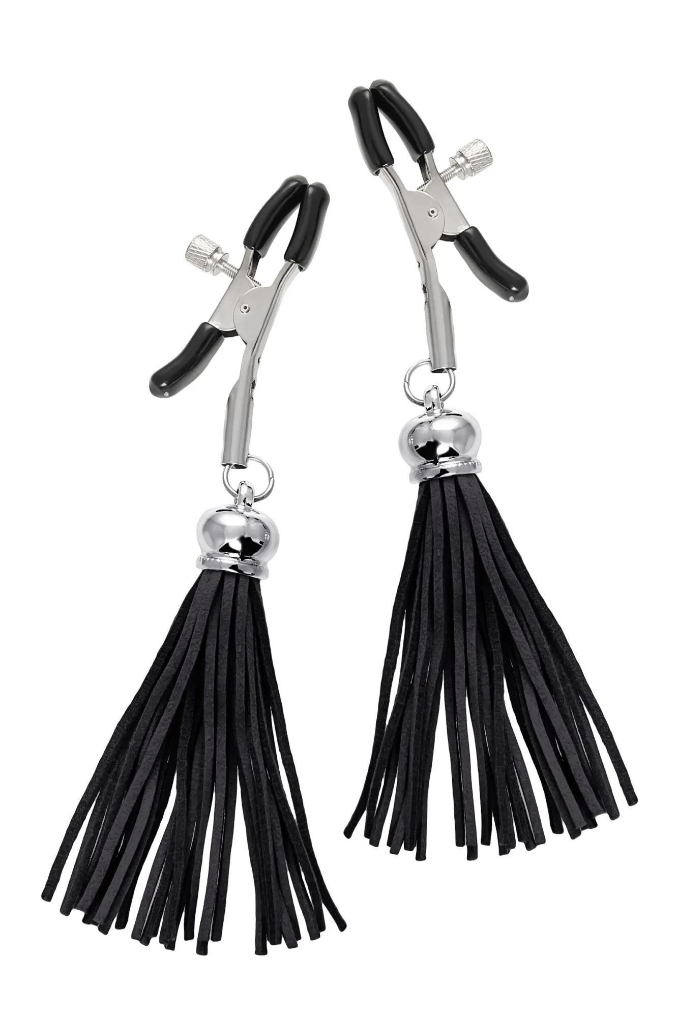 зажимы на соски pecado bdsm, «прищепки», с кисточками из замши, металл, черные в Сочи