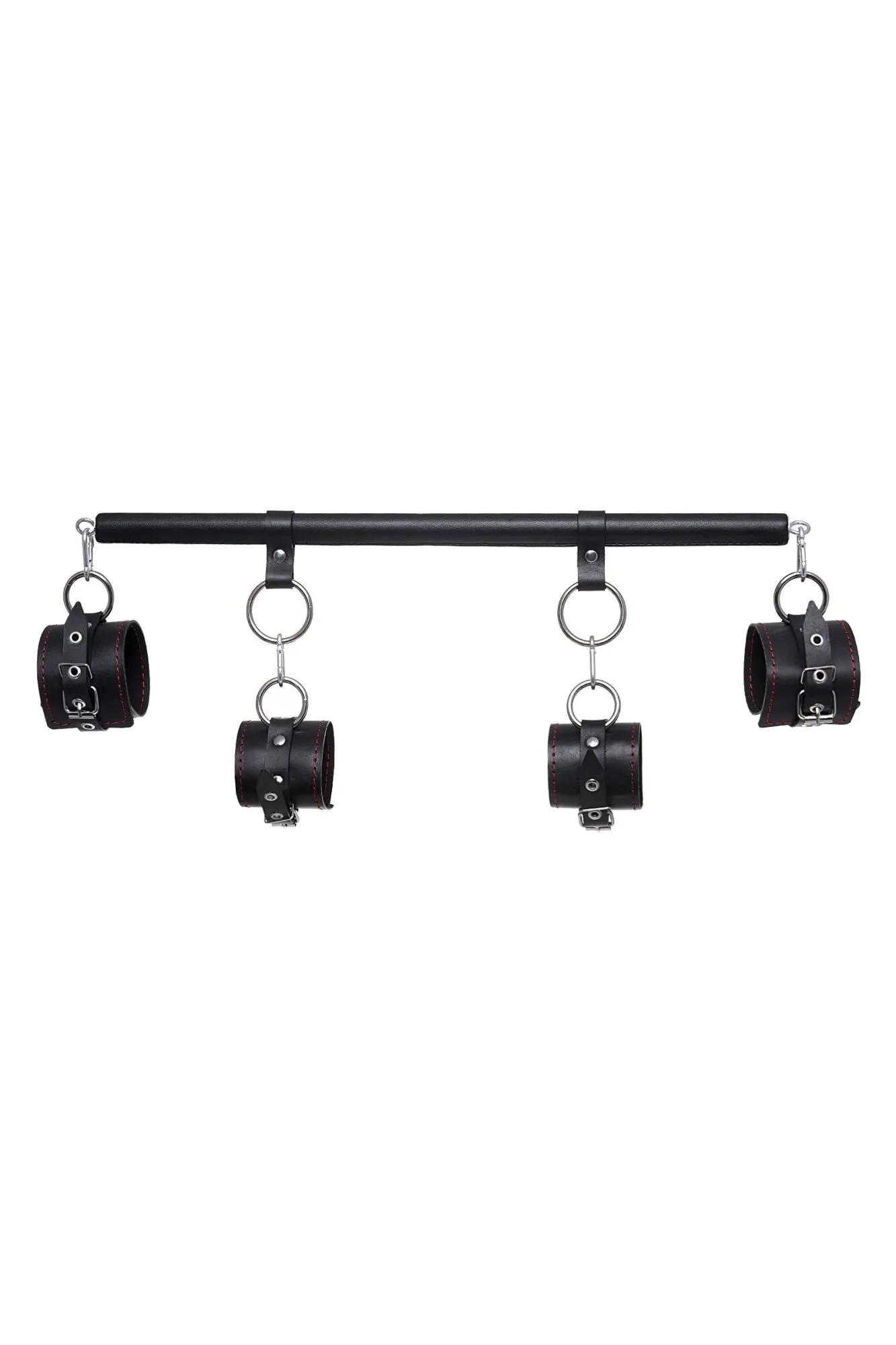 бондажный набор pecado bdsm, 4 точки фиксации, распорка, наручники, оковы, натуральная кожа, черный в Сочи