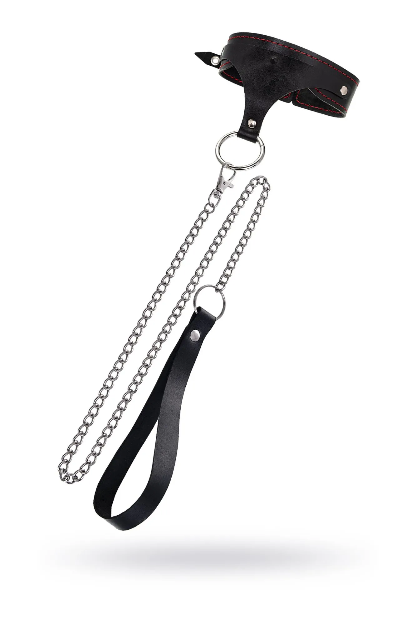 ошейник pecado bdsm, с контрастной строчкой, натуральная кожа, чёрный в Сочи