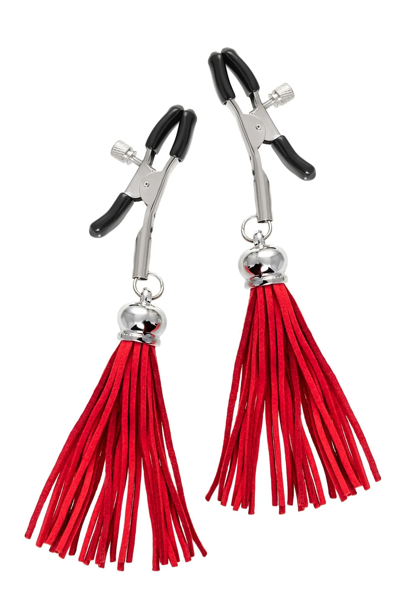 зажимы на соски pecado bdsm, «прищепки», с кисточками из замши, металл, красные в Сочи