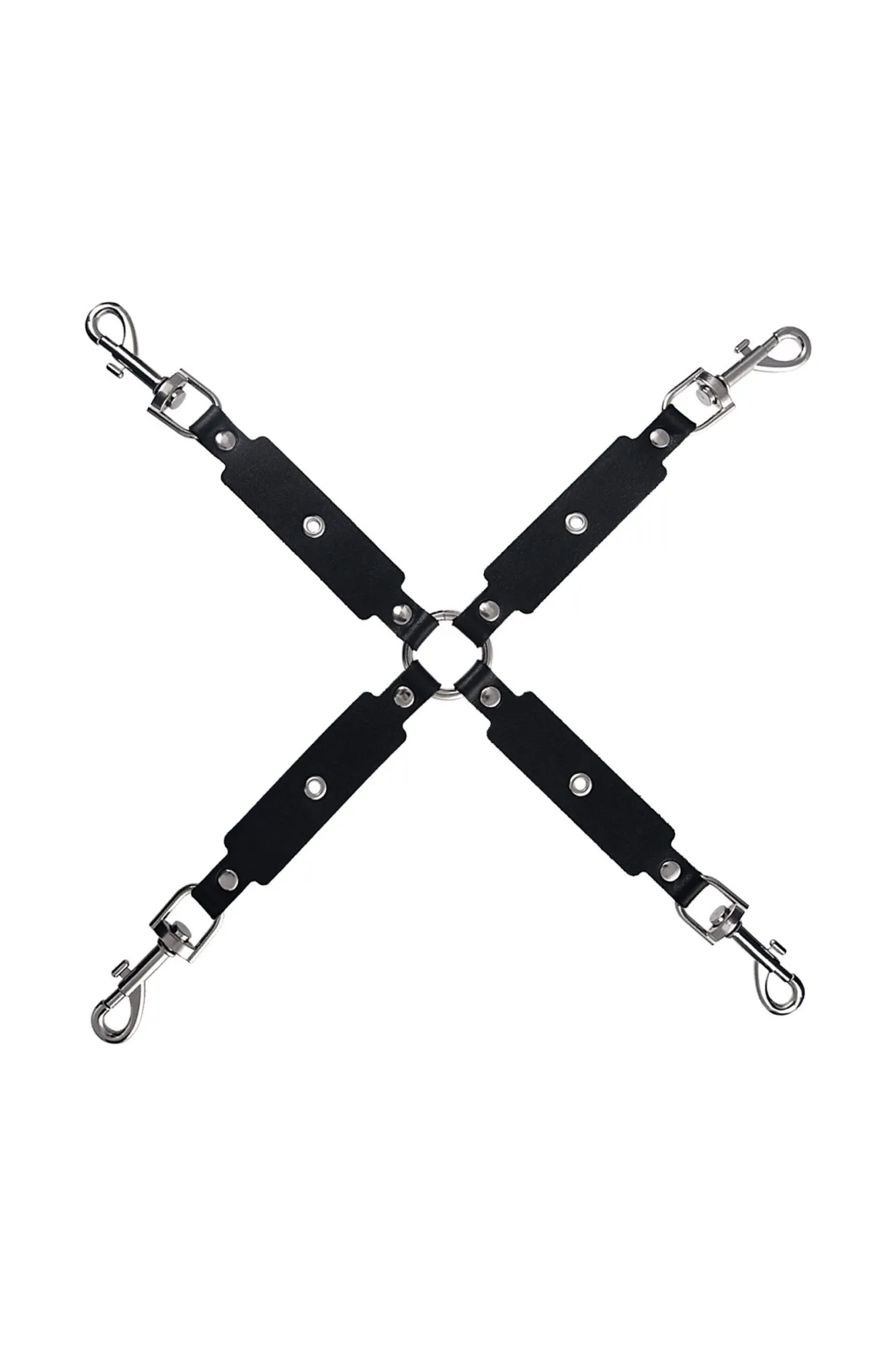 сцепка pecado bdsm, крестообразная с карабинами, для фиксации рук и ног, натуральная кожа, черный в Сочи