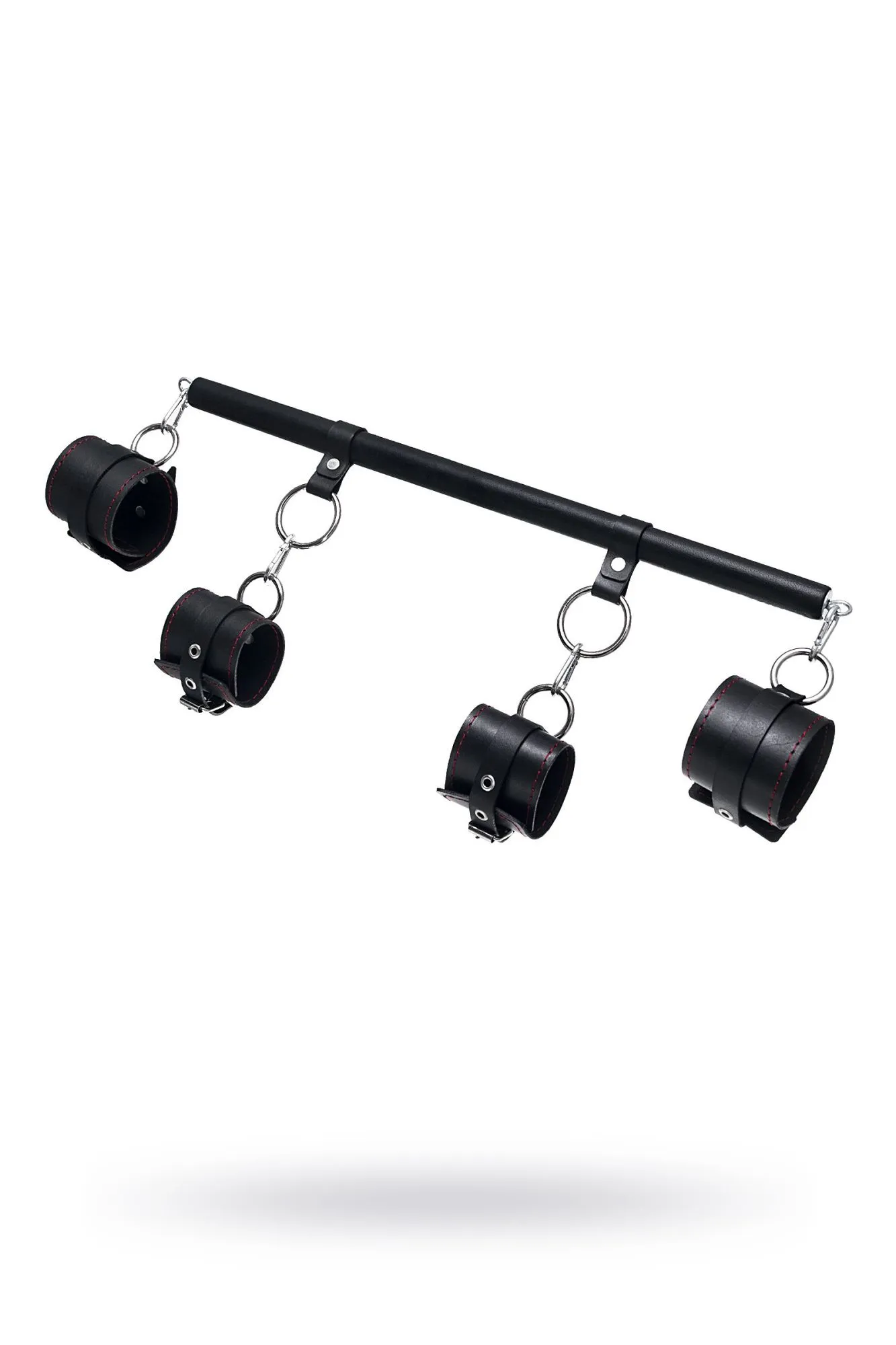 бондажный набор pecado bdsm, 4 точки фиксации, распорка, наручники, оковы, натуральная кожа, черный в Сочи