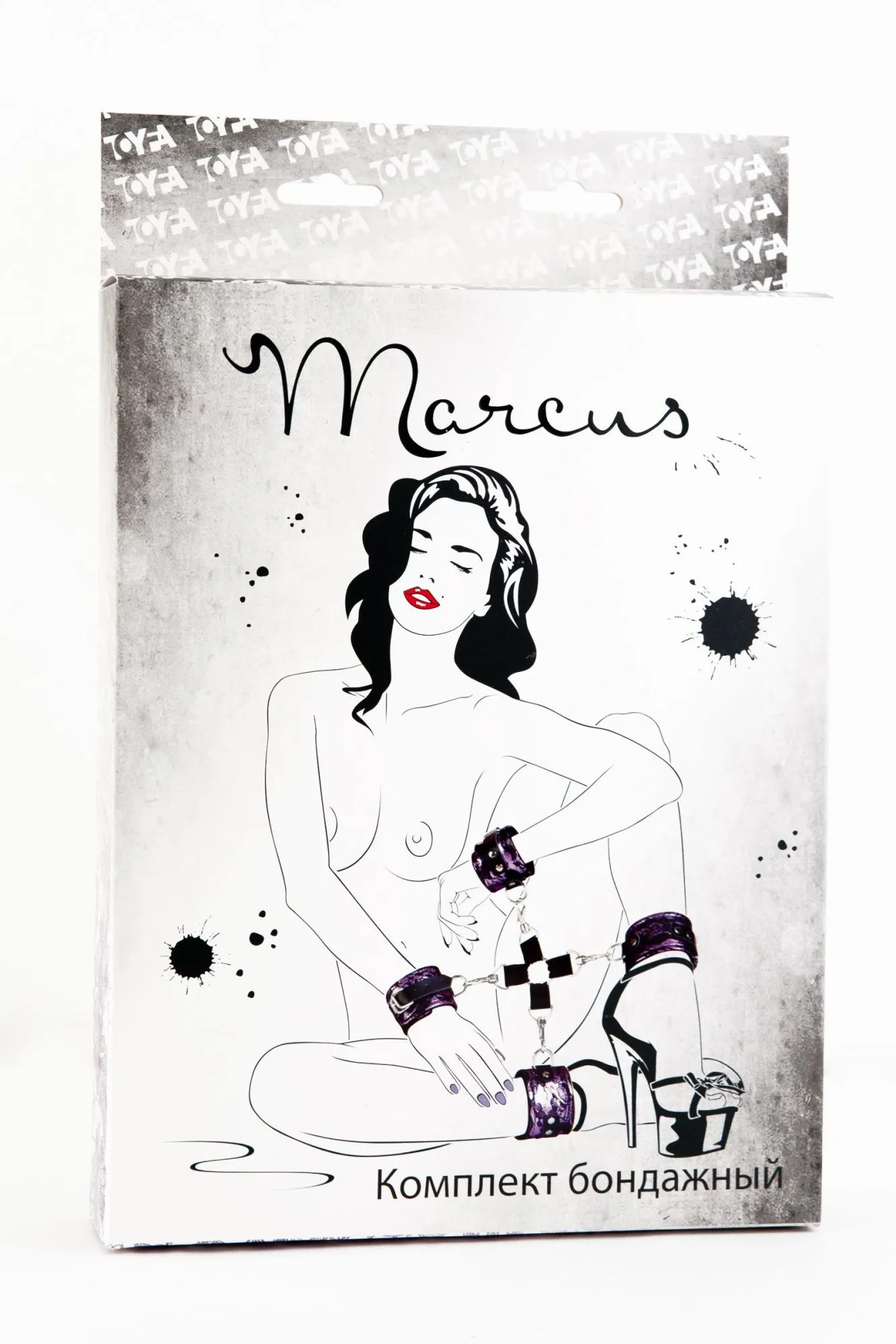 кружевной бондажный комплект toyfa marcus (сцепка, наручники и оковы), розовый в Сочи