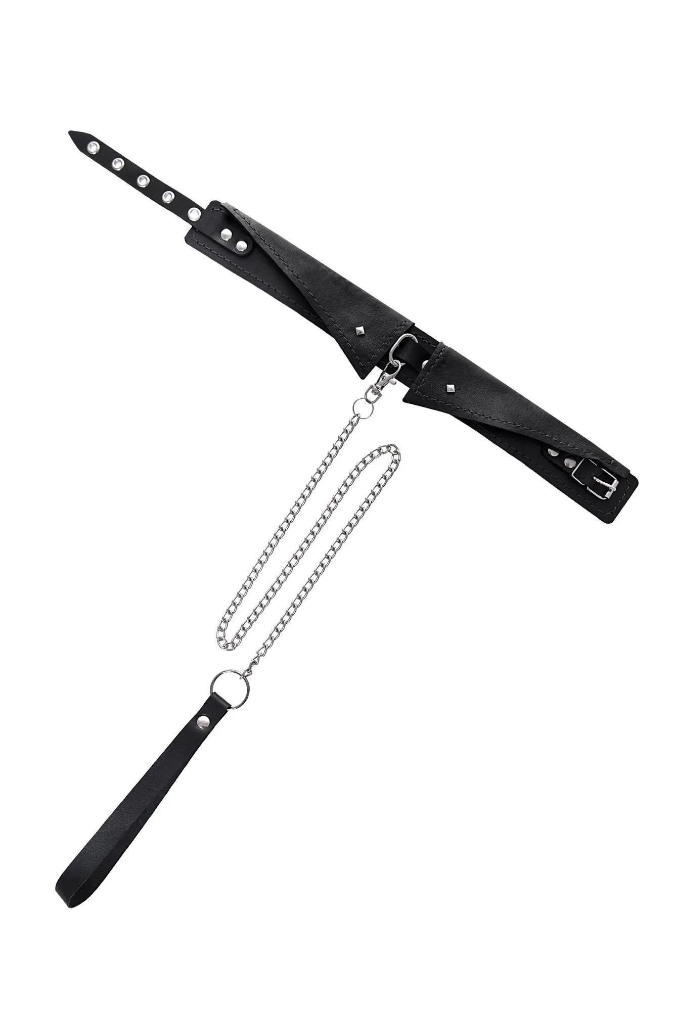 ошейник-воротник pecado bdsm,с поводком, натуральная кожа, чёрный в Сочи