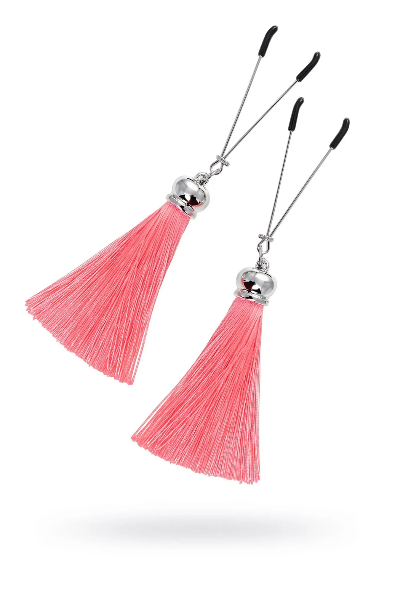 зажимы на соски pecado bdsm, «вилки», с кисточками из шелка, металл, розовые в Сочи