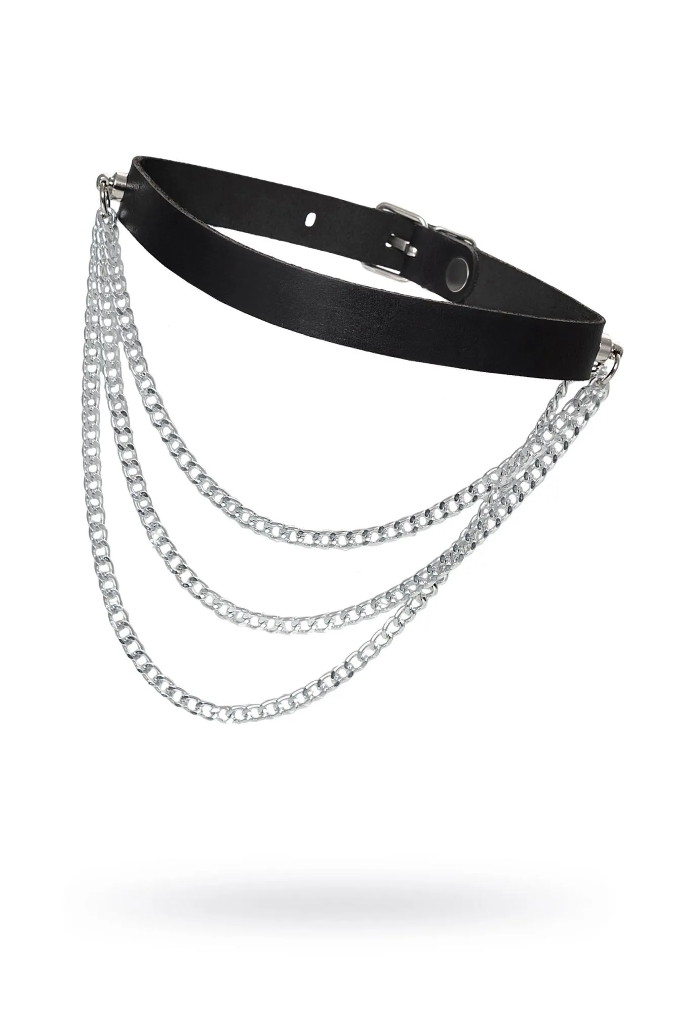 чокер pecado bdsm, с цепочками, модель 1, натуральная кожа, черный в Сочи