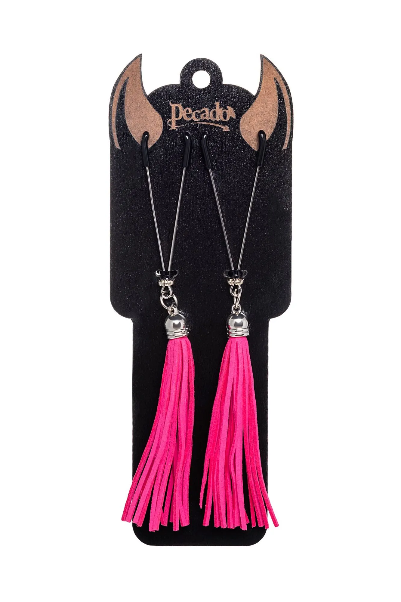 зажимы на соски pecado bdsm, «вилки», с кисточками из замши, металл, фуксия в Сочи