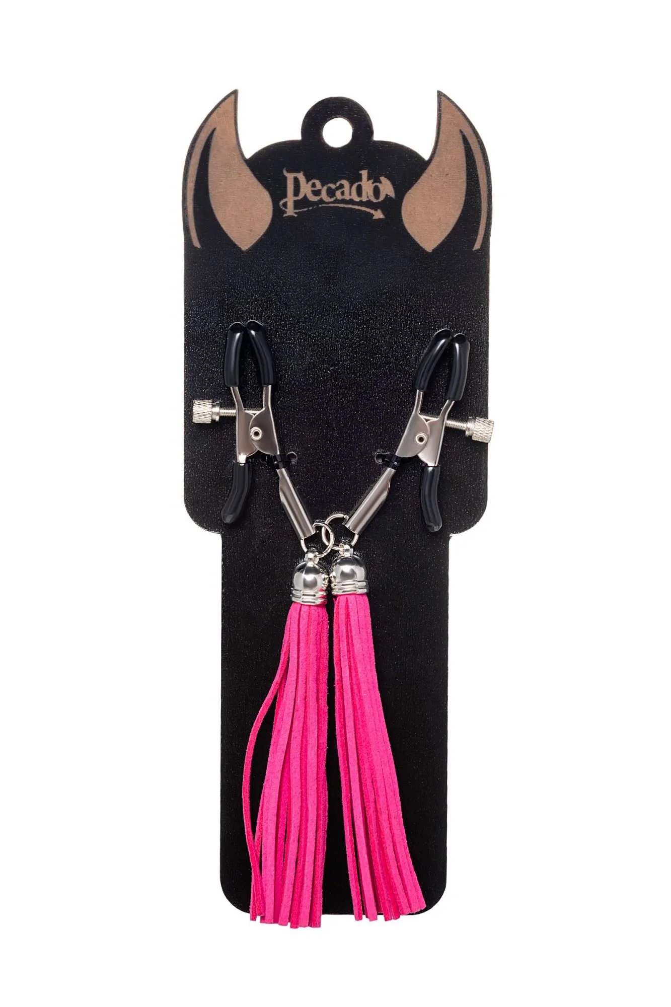 зажимы на соски pecado bdsm, «прищепки», с кисточками из замши, металл, фуксия в Сочи