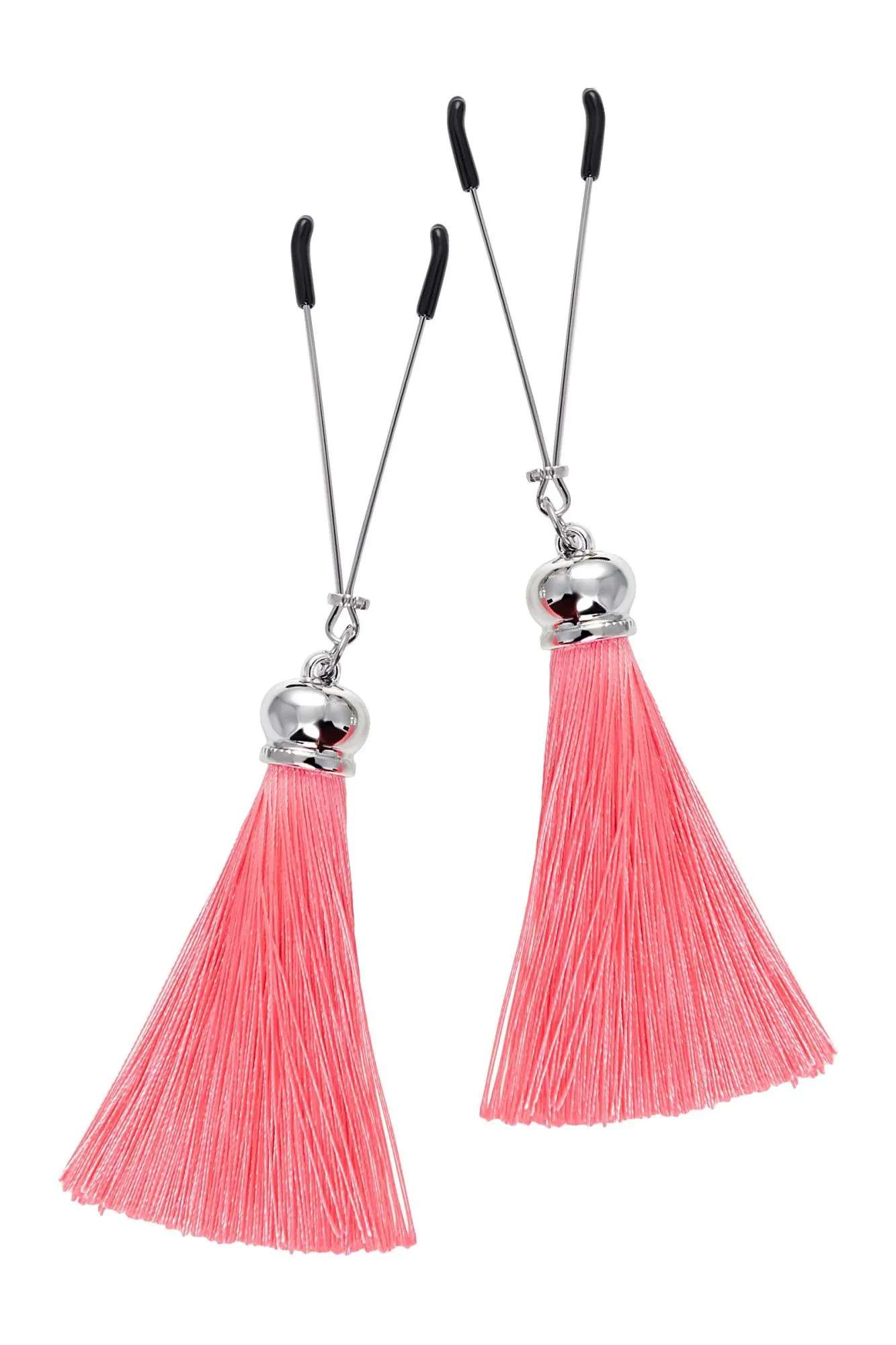 зажимы на соски pecado bdsm, «вилки», с кисточками из шелка, металл, розовые в Сочи