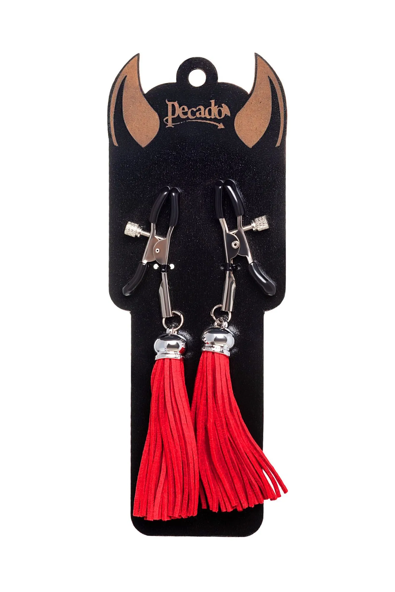 зажимы на соски pecado bdsm, «прищепки», с кисточками из замши, металл, красные в Сочи