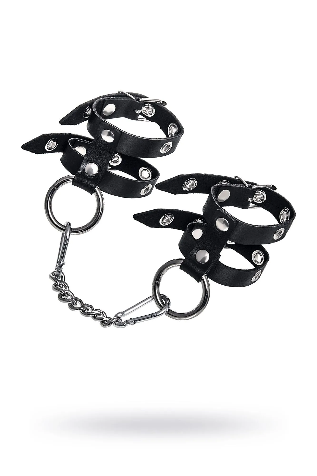 наручники pecado bdsm, однослойные из двух ремешков, натуральная кожа, черные в Сочи