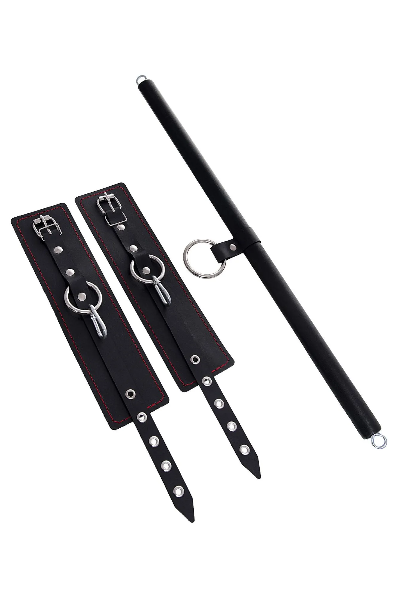 бондажный набор pecado bdsm, 3 точки фиксации, распорка, оковы, натуральная кожа, черный в Сочи