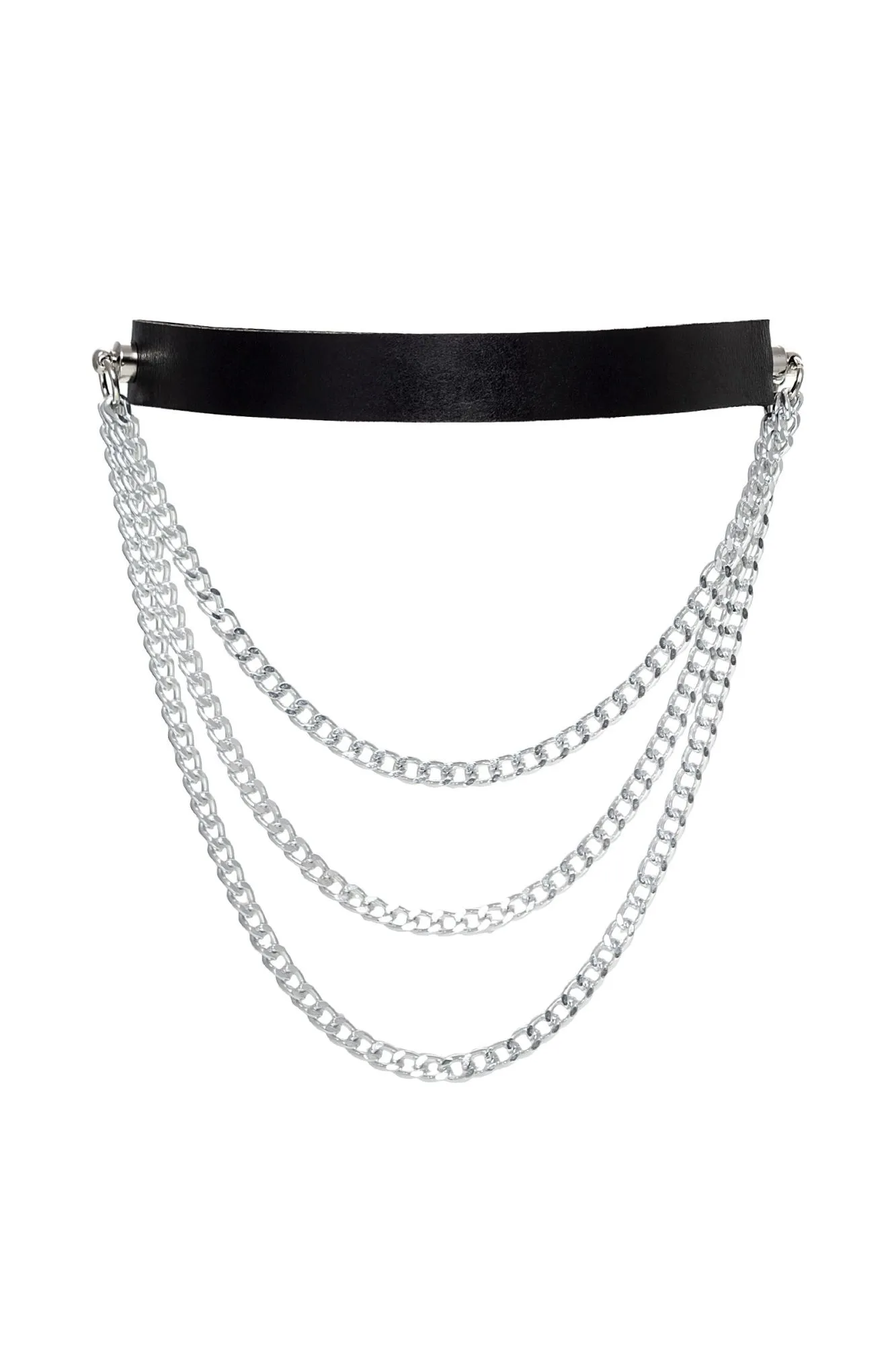 чокер pecado bdsm, с цепочками, модель 1, натуральная кожа, черный в Сочи