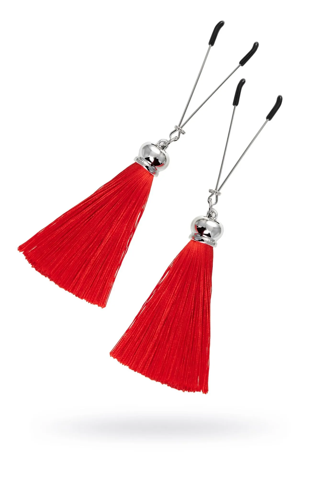 зажимы на соски pecado bdsm, «вилки», с кисточками из шелка, металл, красные в Сочи