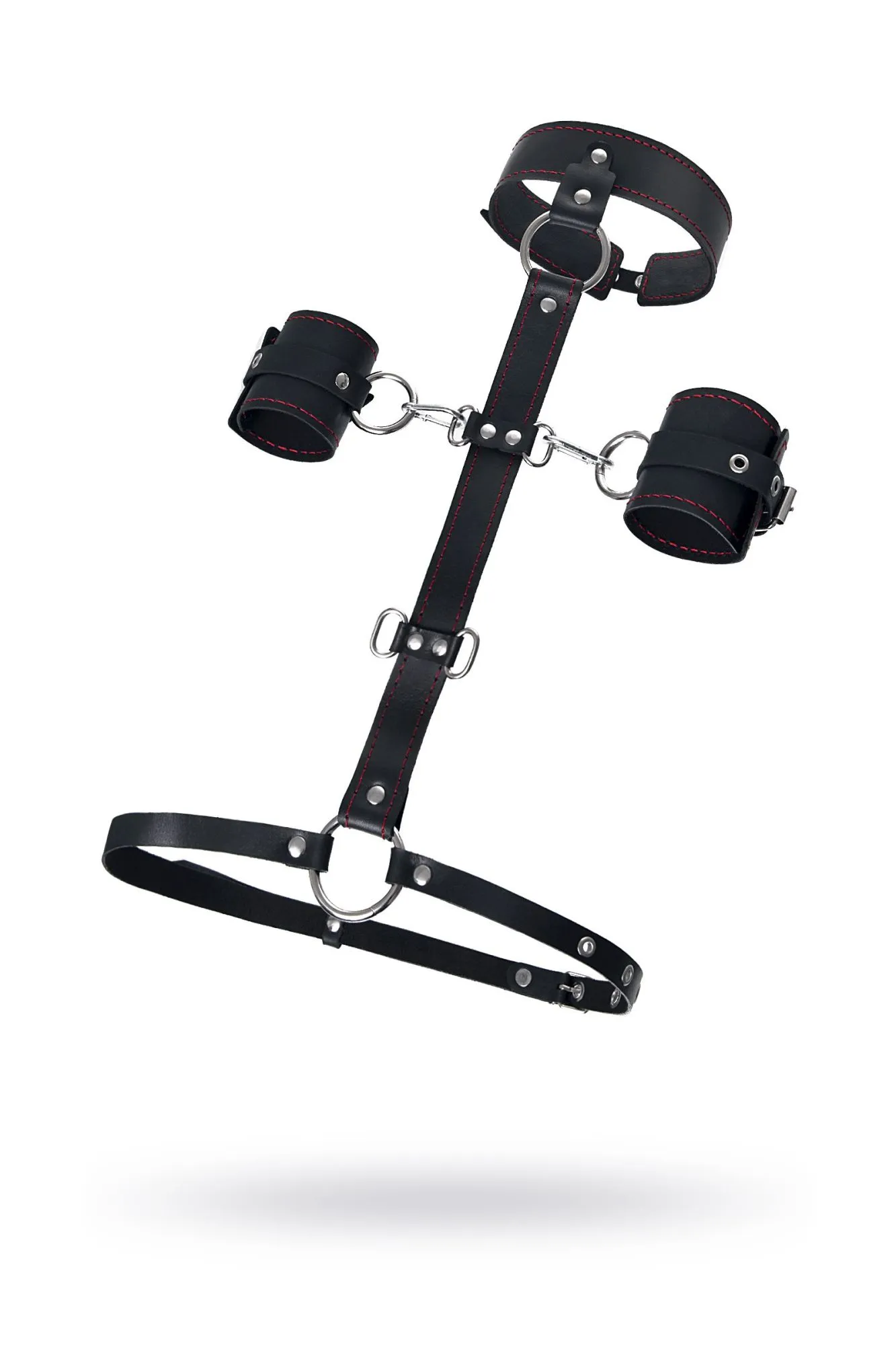сбруя для фиксации шеи и рук pecado bdsm, натуральная кожа, черная в Сочи