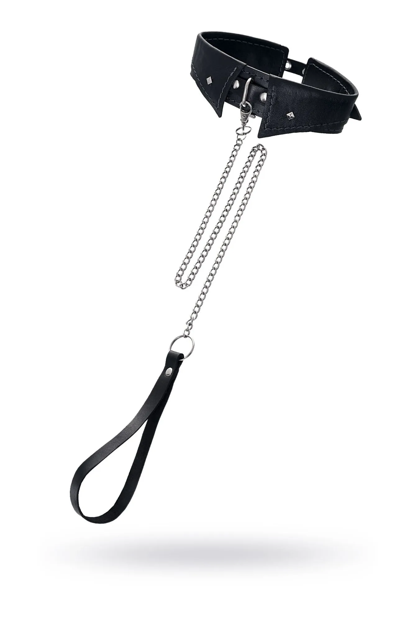 ошейник-воротник pecado bdsm,с поводком, натуральная кожа, чёрный в Сочи
