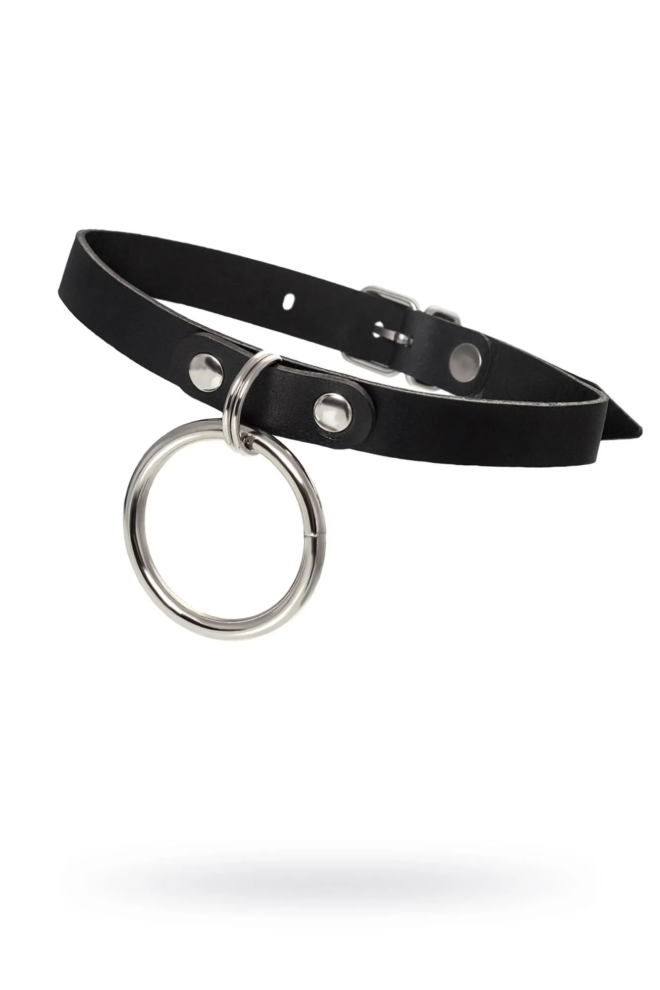 чокер pecado bdsm, с круглым кольцом, модель 2, натуральная кожа, чёрный в Сочи