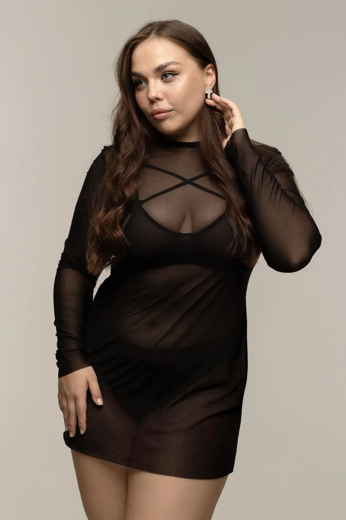 Эротическое платье pinkrabbit из эластичной сетки, чёрное в Сочи