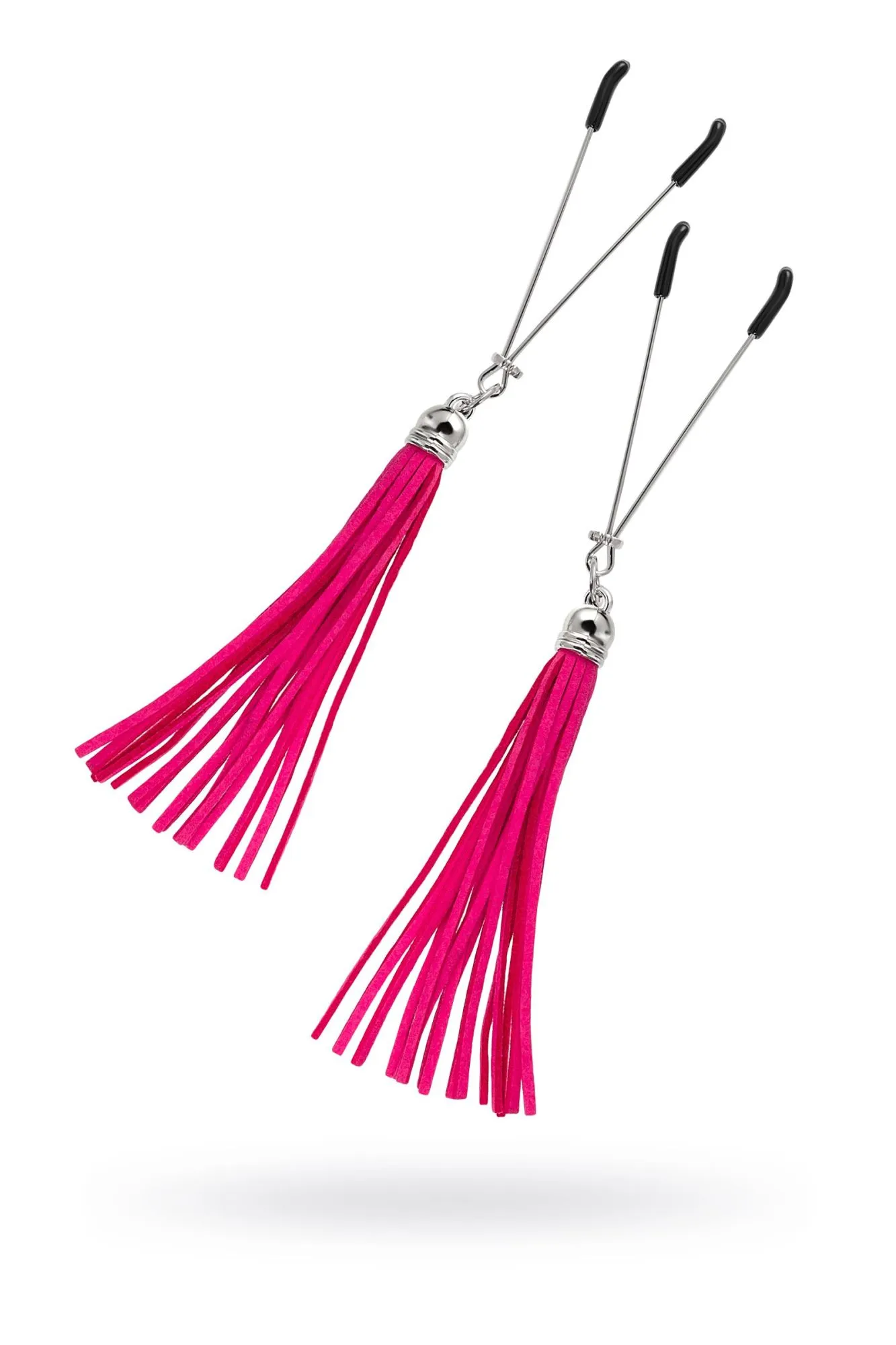 зажимы на соски pecado bdsm, «вилки», с кисточками из замши, металл, фуксия в Сочи