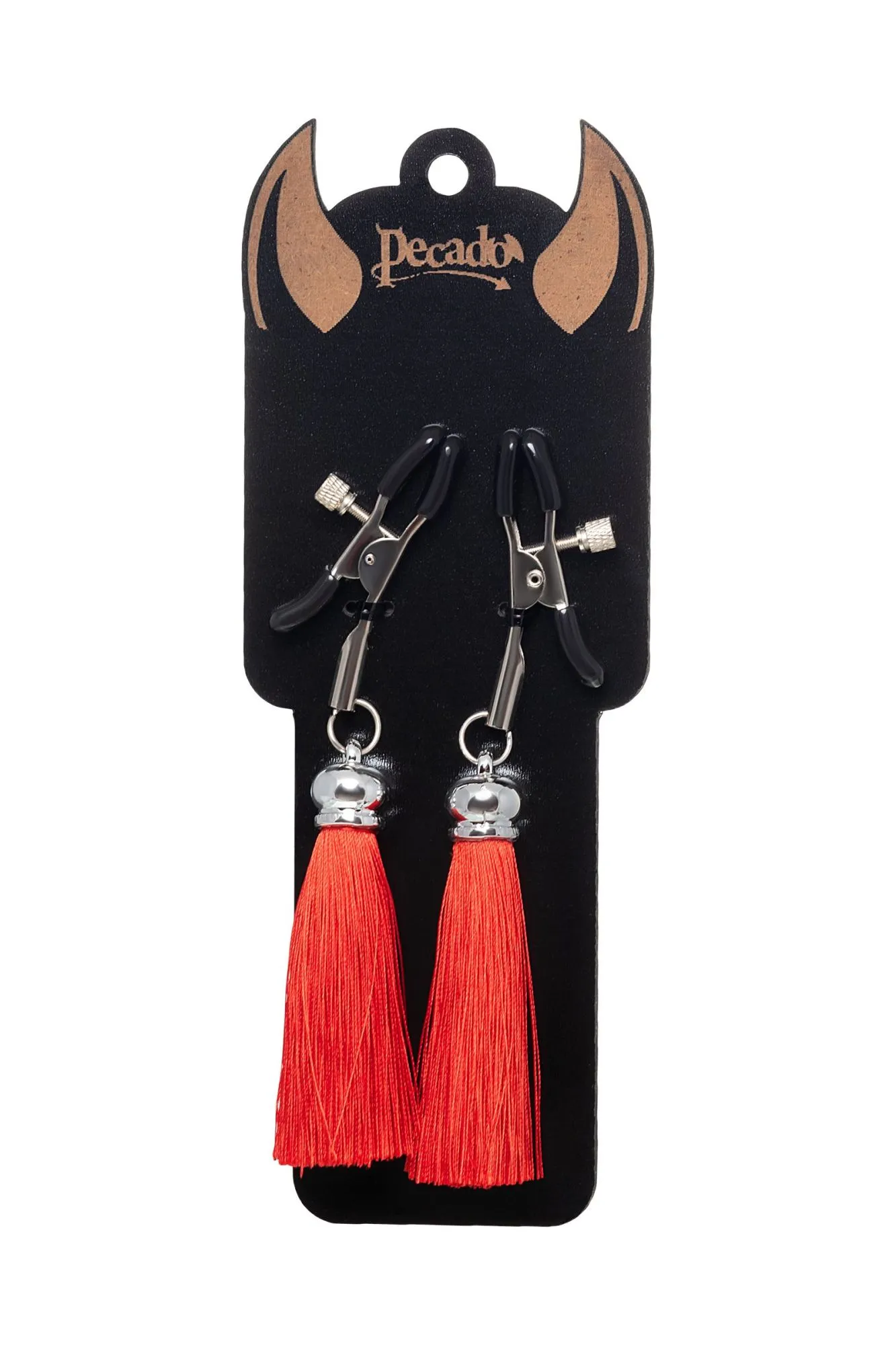 зажимы на соски pecado bdsm, «прищепки», с кисточками из шелка, металл, красные в Сочи