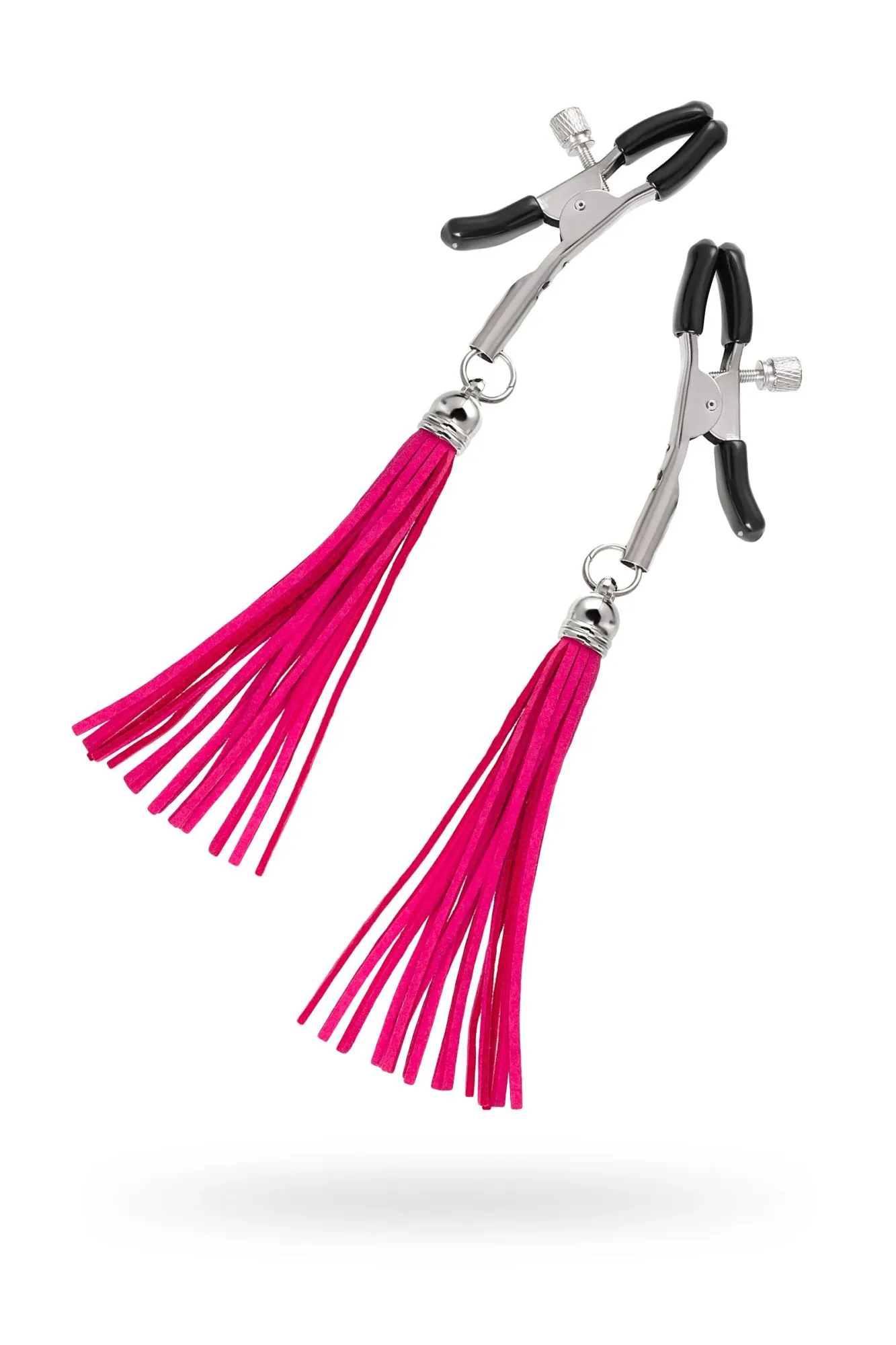 зажимы на соски pecado bdsm, «прищепки», с кисточками из замши, металл, фуксия в Сочи