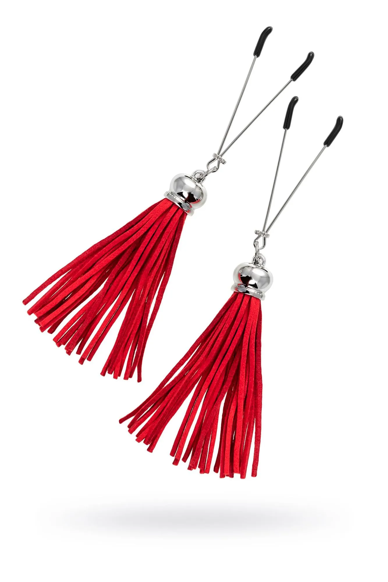 зажимы на соски pecado bdsm, «вилки», с кисточками из замши, металл, красные в Сочи