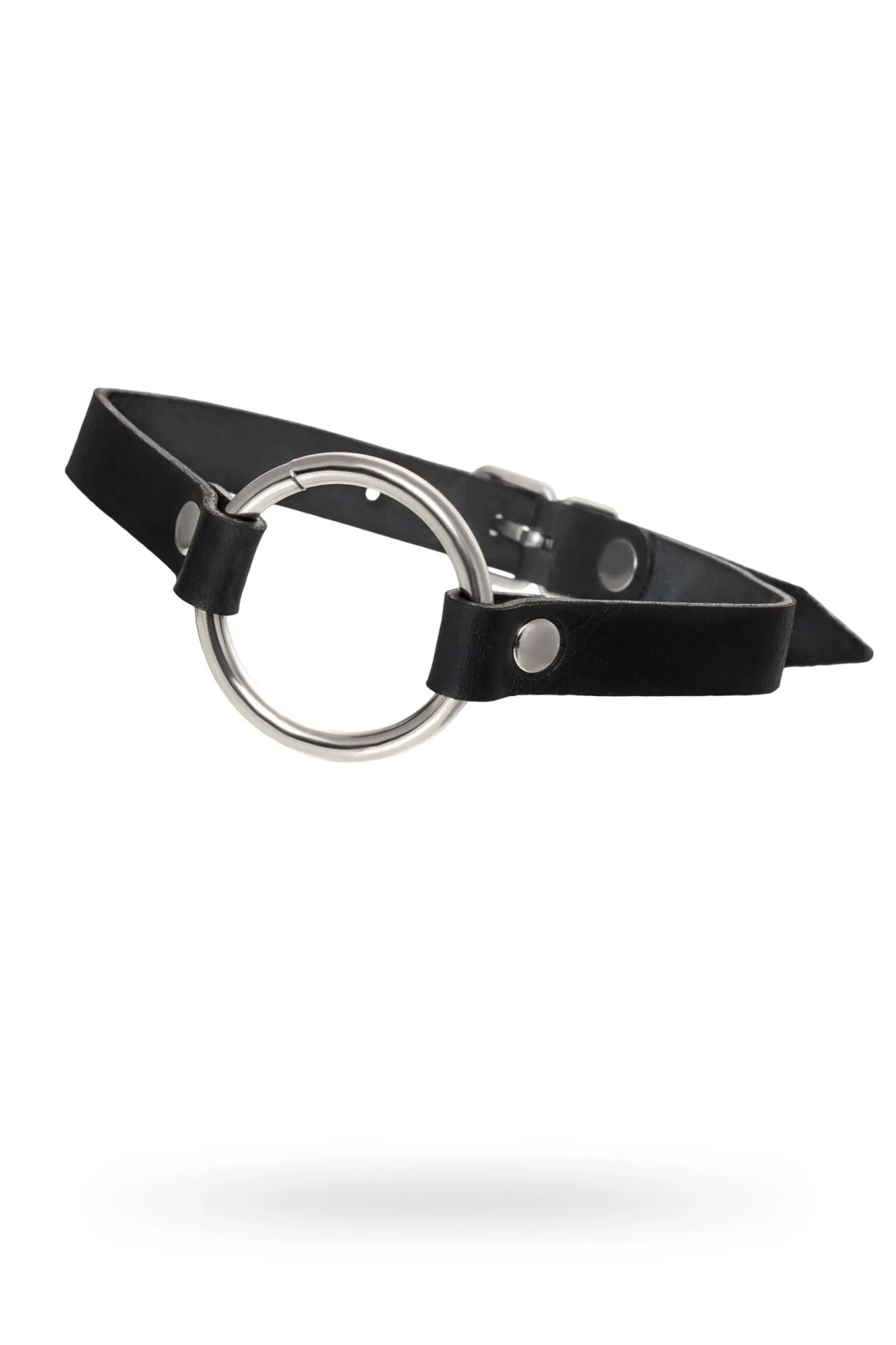чокер pecado bdsm, с круглым кольцом, модель 1, натуральная кожа, черный в Сочи