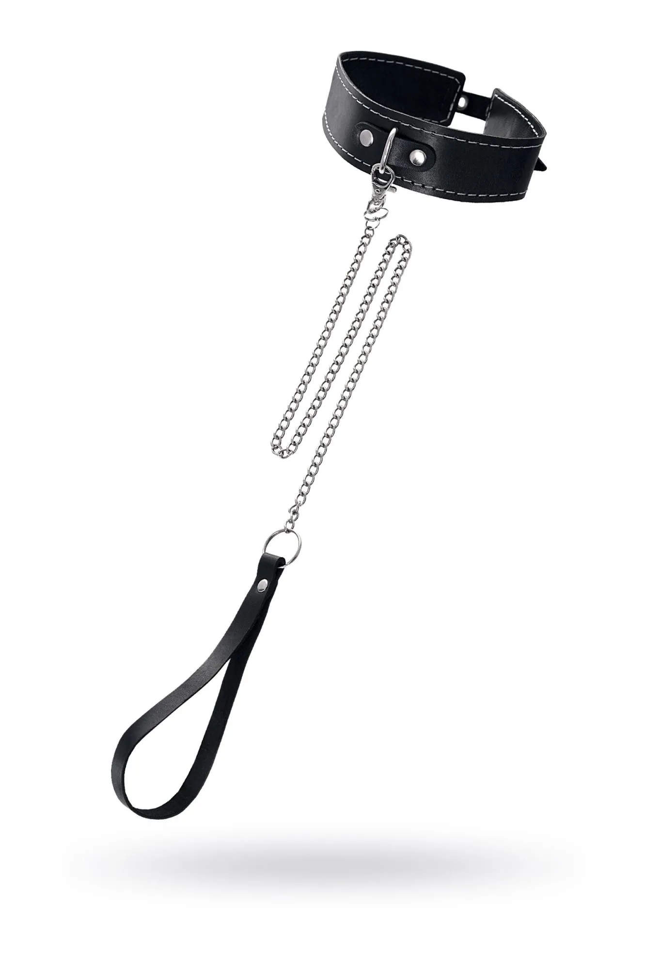 ошейник pecado bdsm, двухслойный с белой строчкой, натуральная кожа, черный в Сочи