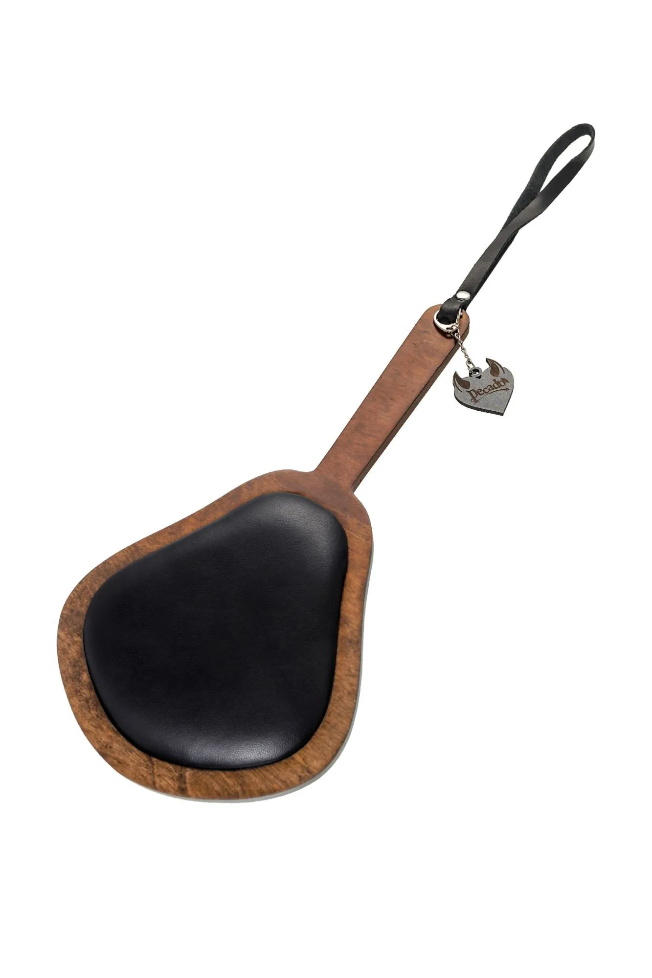 паддл pecado bdsm, большой с мягкой подушечкой, натуральная кожа и дерево, чёрный в Сочи