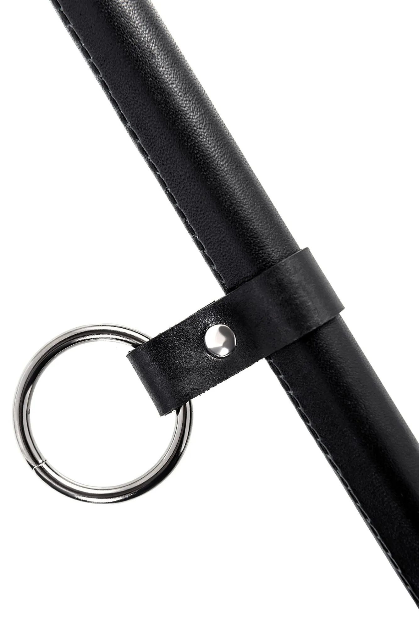 распорка маленькая для фиксации pecado bdsm, с кольцом, натуральная кожа и дерево, черная в Сочи