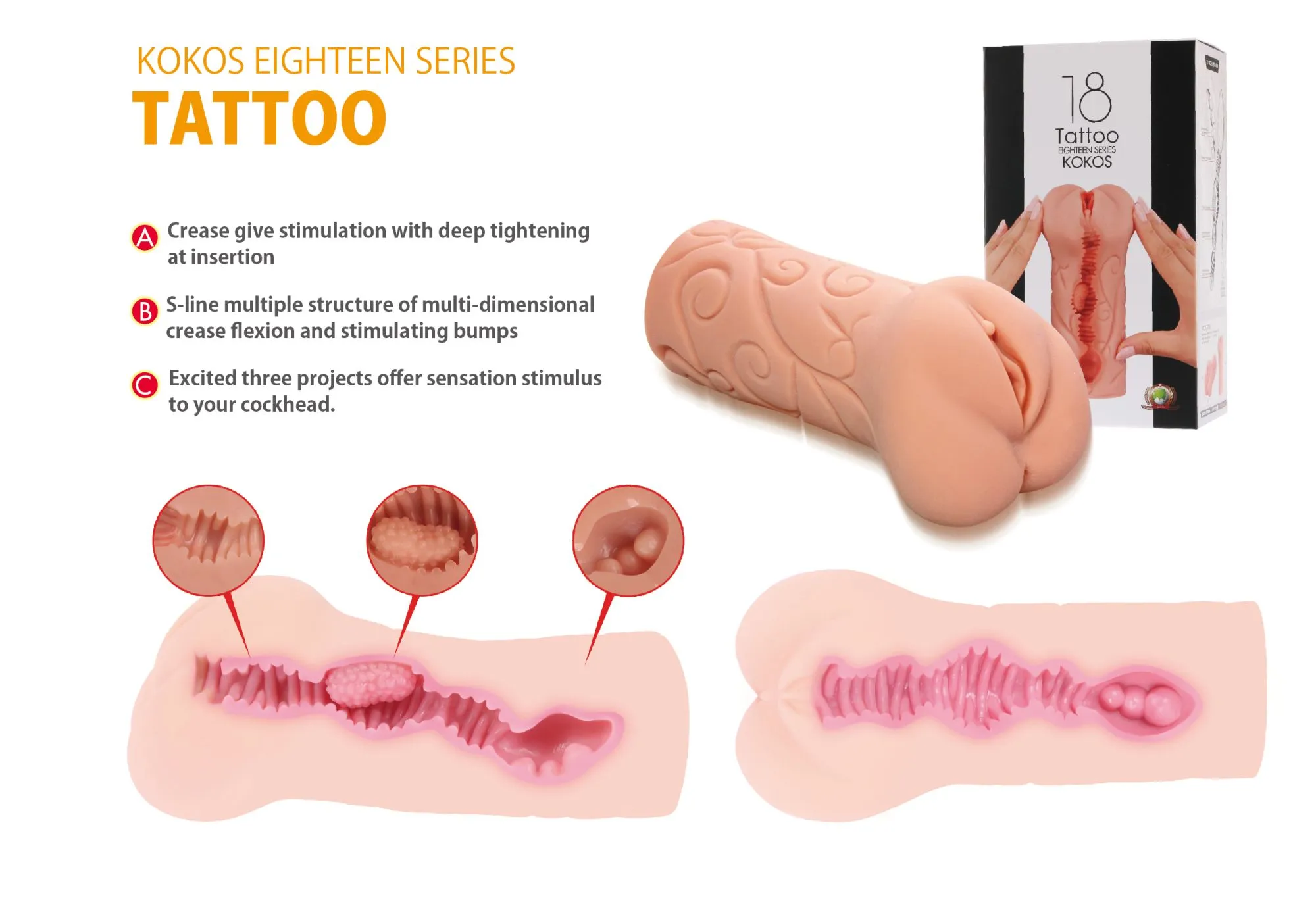 мастурбатор tattoo двойной слой телесный kokos m03-001-06d в Сочи