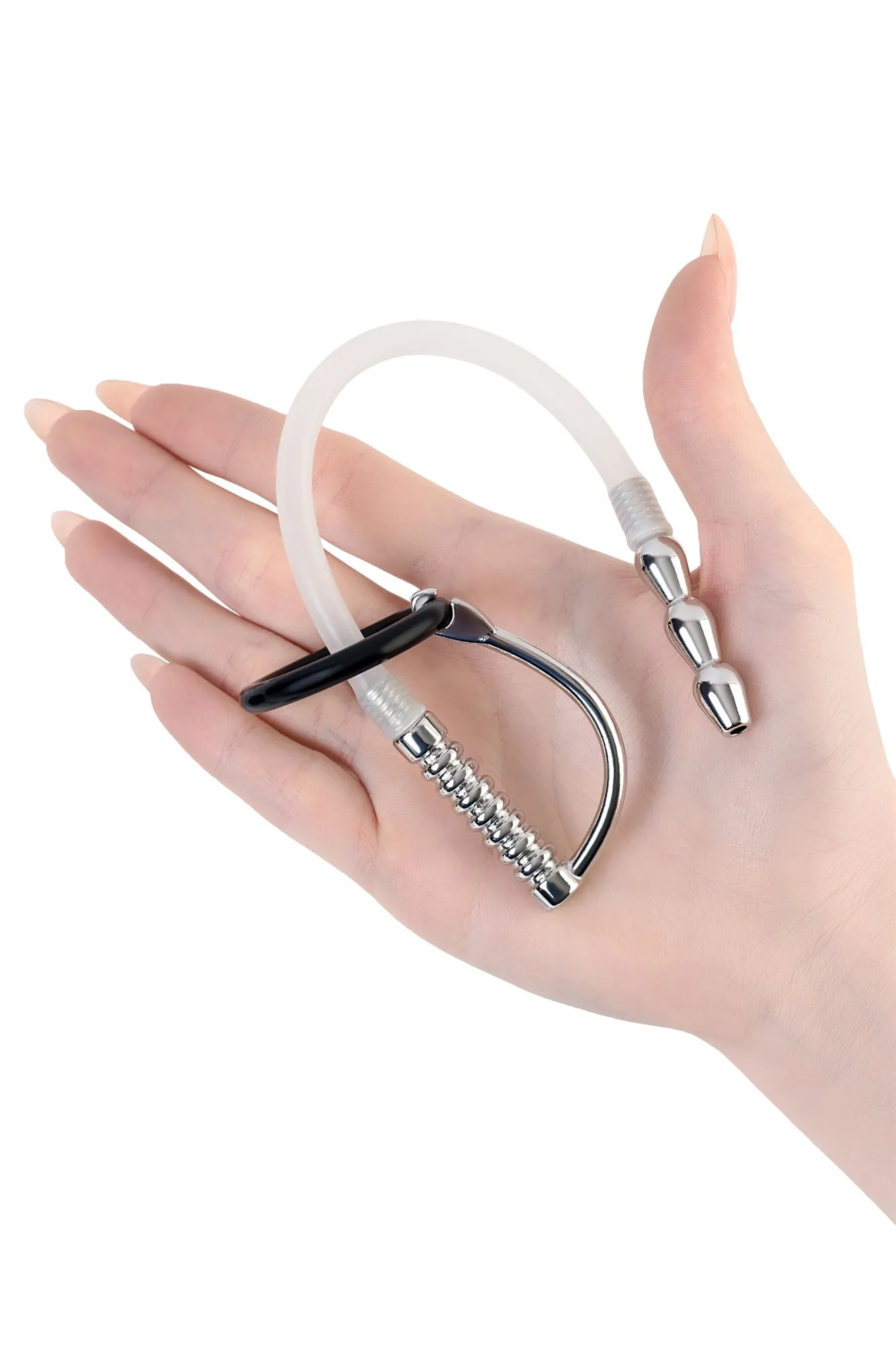 уретральный катетер metal by toyfa, со сменными фиксирующими кольцами, силикон, серебряный в Сочи