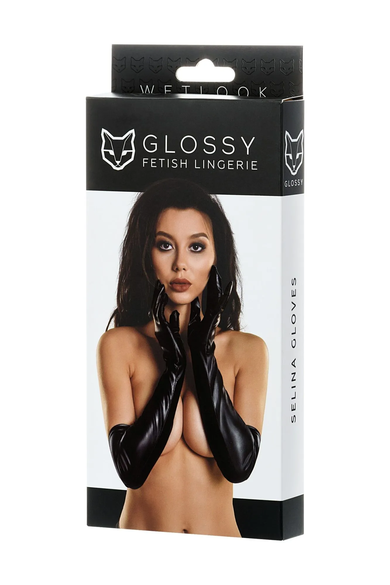 перчатки glossy selina из материала wetlook выше локтя, черный, l в Сочи