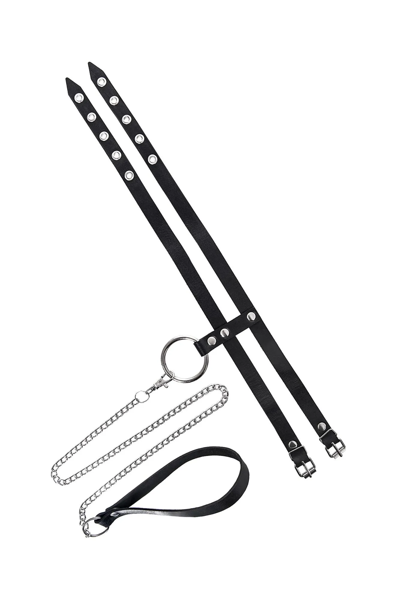 ошейник pecado bdsm, из двух ремешков, натуральная кожа, черный в Сочи