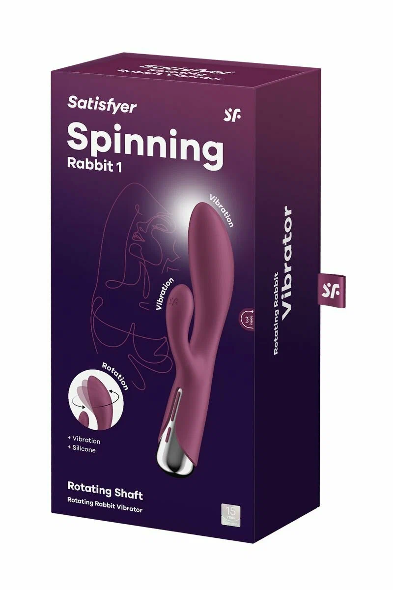вибратор-кролик с ротацией satisfyer spinning rabbit 1, силикон, бордовый, 20,5 см в Сочи