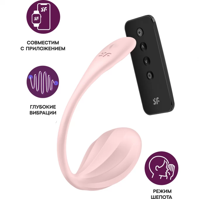 виброяйцо satisfyer ribbed petal connect app с пультом ду, розовое, 7,8 см в Сочи