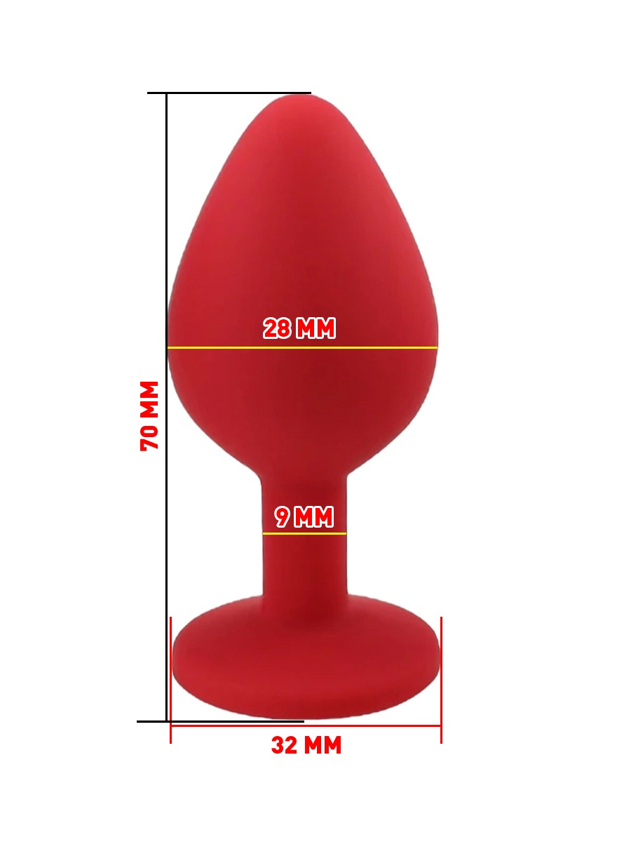 анальная пробка силиконова красная с черным стразом 7,6х2,8 см 47515-mm в Сочи