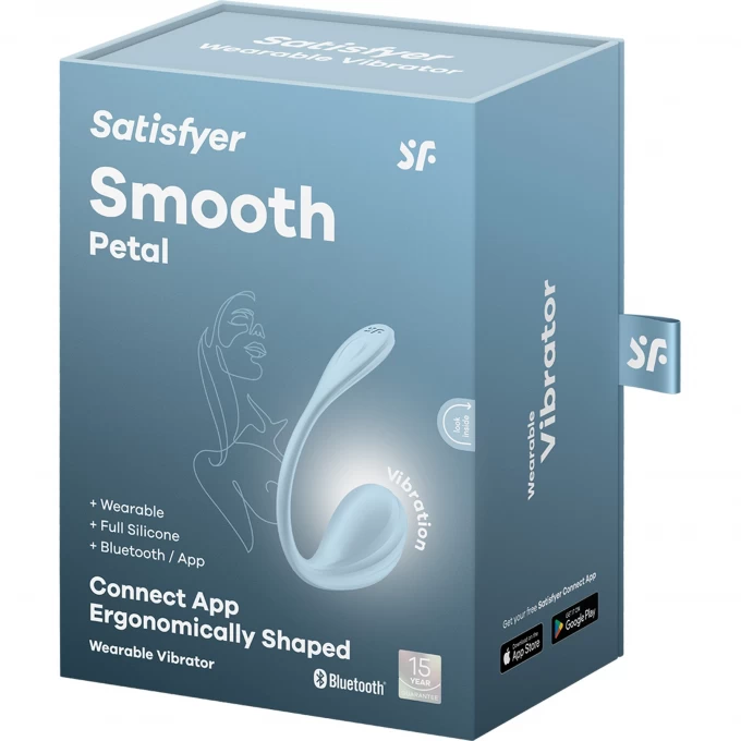 виброяйцо satisfyer smooth petal connect app, голубое, 6,5 см в Сочи