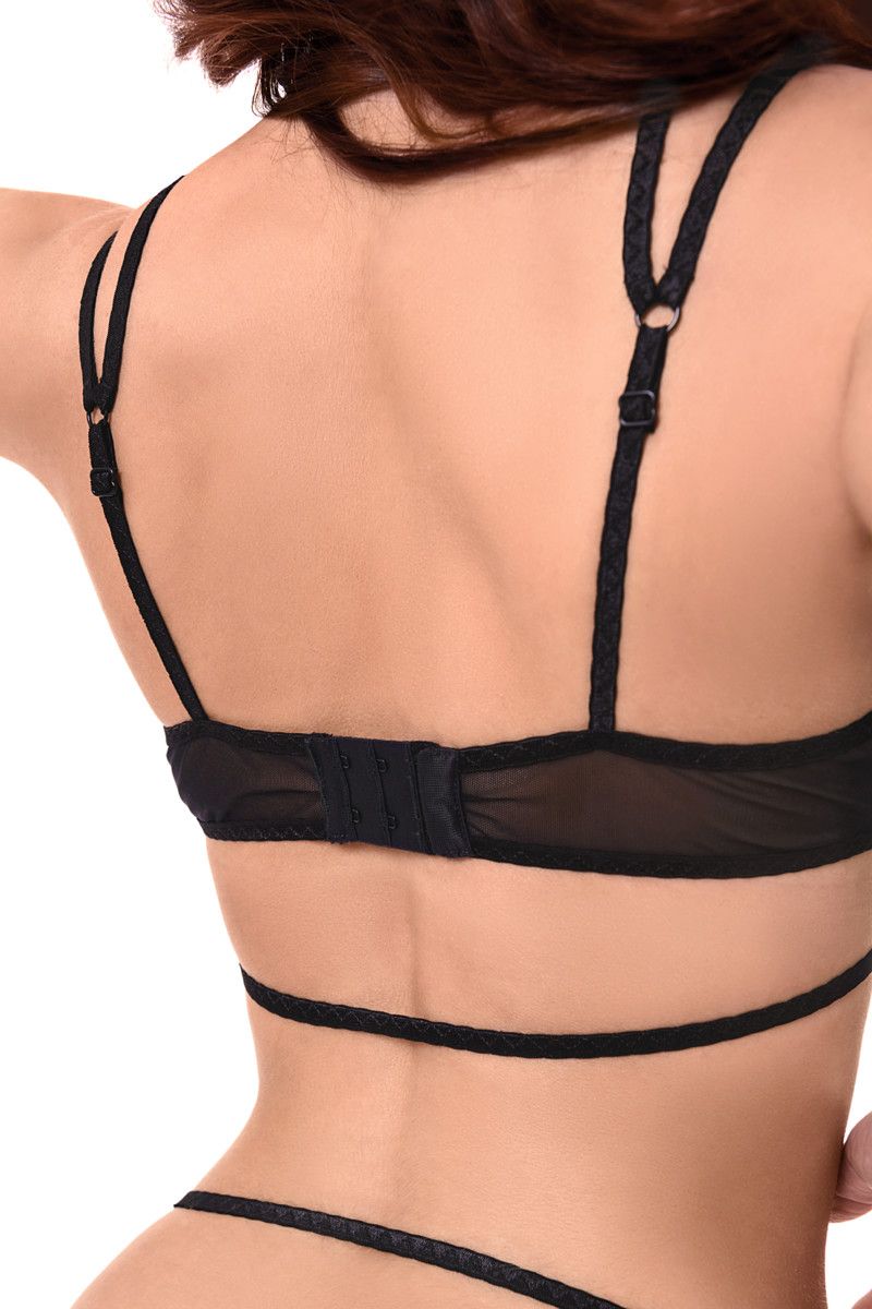 Эротическое боди с кружевом жабо erolanta eva, черное в Сочи