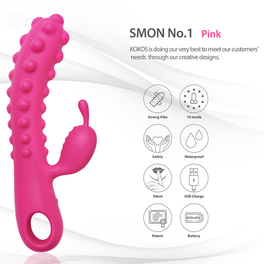вибратор smon no1 с рельефной поверхностью и клиторальным стимулятором розовый kokos smon-01-pink в Сочи